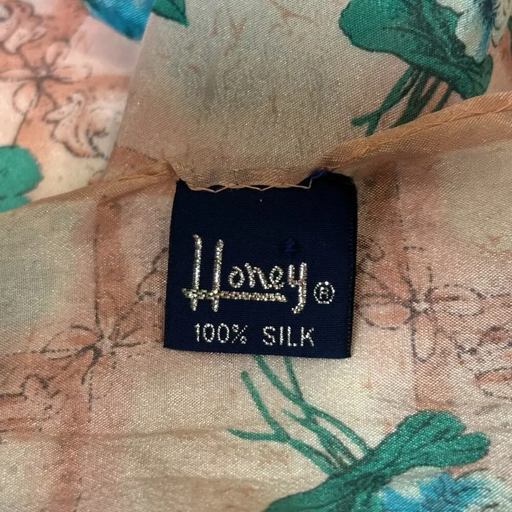 Honey Pink Floral Silk Scarf 10